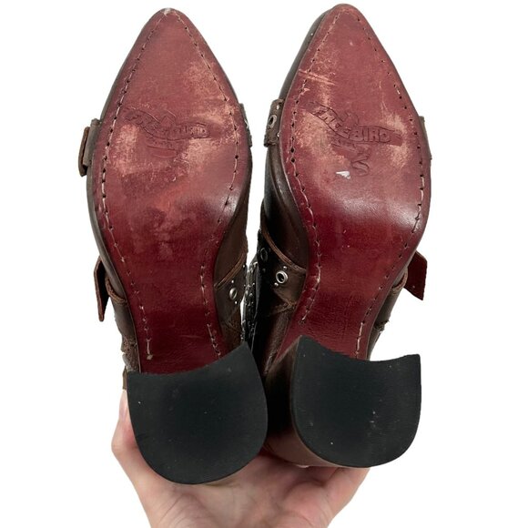 Freebird Joust Brown Leather Buckle Heeled Boots - Picture 7 of 11